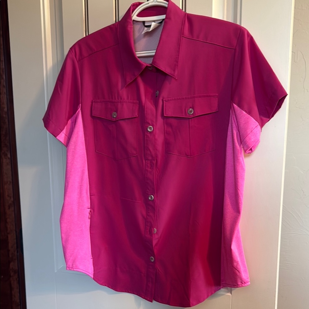 Pink Button Down Hiking, Camping, Travel Shirt, Excellent Condition, Nearly New